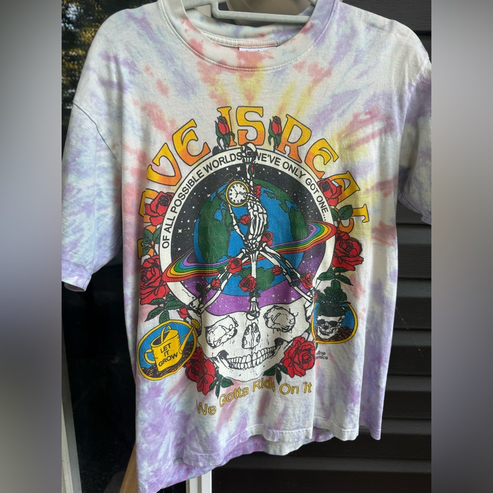 Online ceramics – Grateful Dead “love is real”tie-dye Medium T-shirt